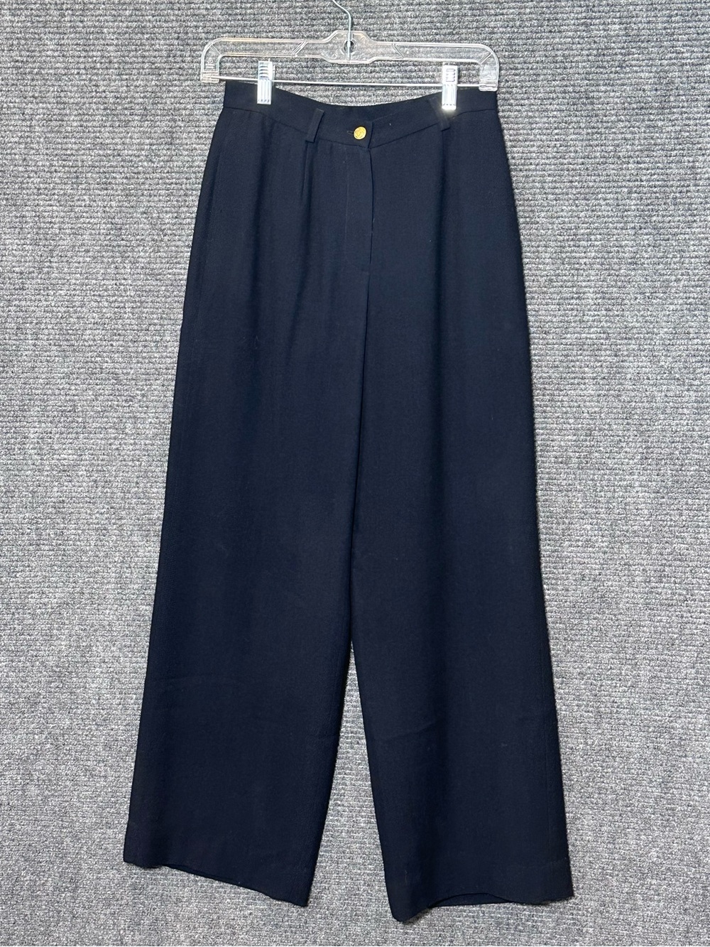 Lauren Ralph Lauren 4P Wool Wide Leg Pants Pleated High Rise Navy USA Vintage - Picture 7 of 7
